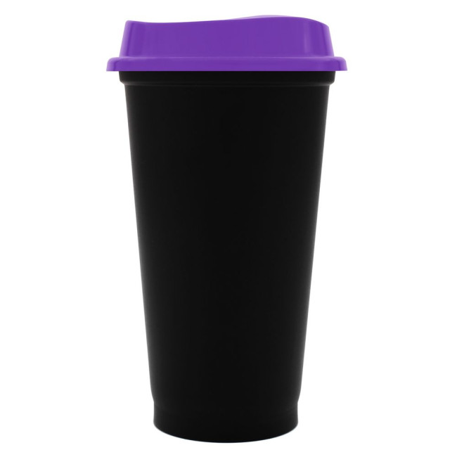 Стакан с крышкой Color Cap Black, черный с фиолетовым Стакан с крышкой Color Cap Black, черный с фиолетовым
