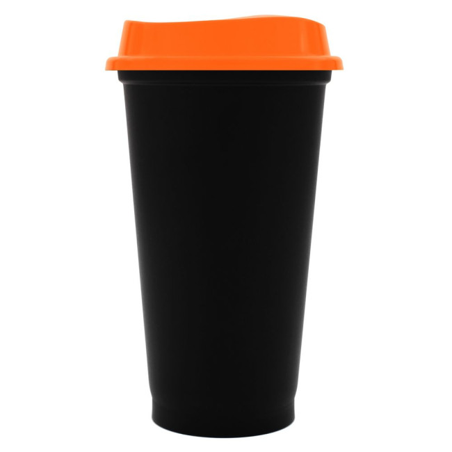 Стакан с крышкой Color Cap Black, черный с оранжевым Стакан с крышкой Color Cap Black, черный с оранжевым