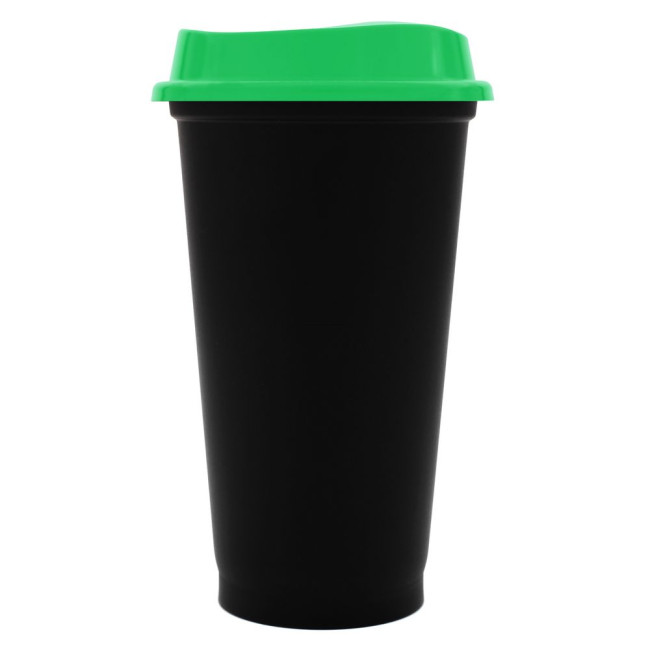 Стакан с крышкой Color Cap Black, черный с зеленым Стакан с крышкой Color Cap Black, черный с зеленым