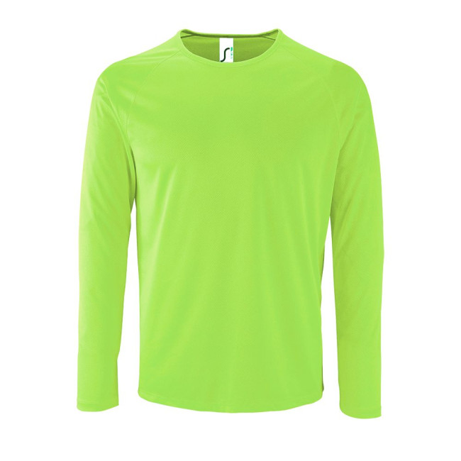 Футболка с длинным рукавом Sporty LSL Men, неоново-зеленая Футболка с длинным рукавом Sporty LSL Men, неоново-зеленая