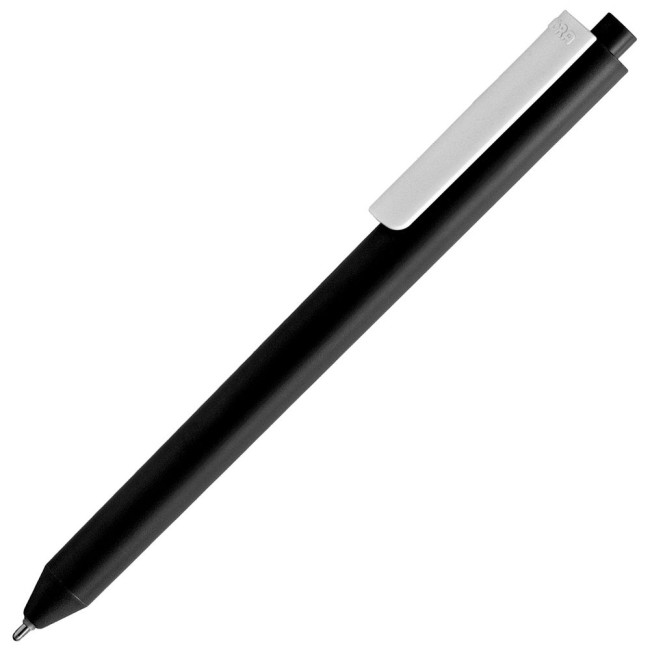 Ручка шариковая Pigra P03 Mat, черная с белым Ручка шариковая Pigra P03 Mat, черная с белым